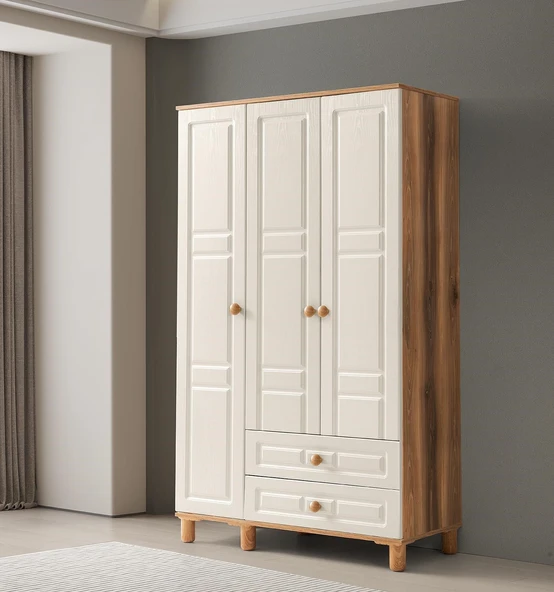 FİNİKE MDF 3 KAPILI DOLAP - KREM