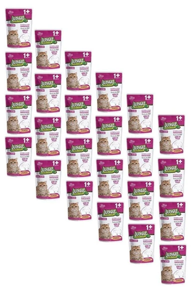 Jungle Pouch Biftekli Kısır Kedi Maması 24 Adet x 100 Gr - 1