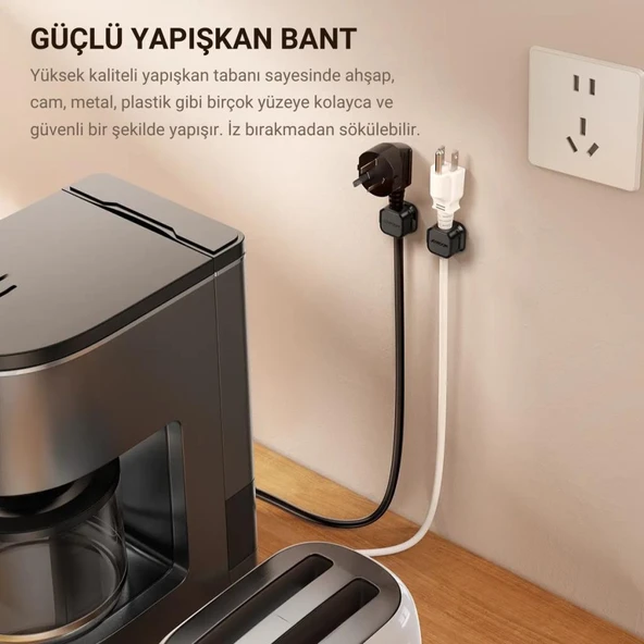 Polham 6 adet Set Yapışkanlı Klips Kapaklı Kablo Düzenleyici Organizer, Ev, Ofis, Kablo Düzenleyici - 5