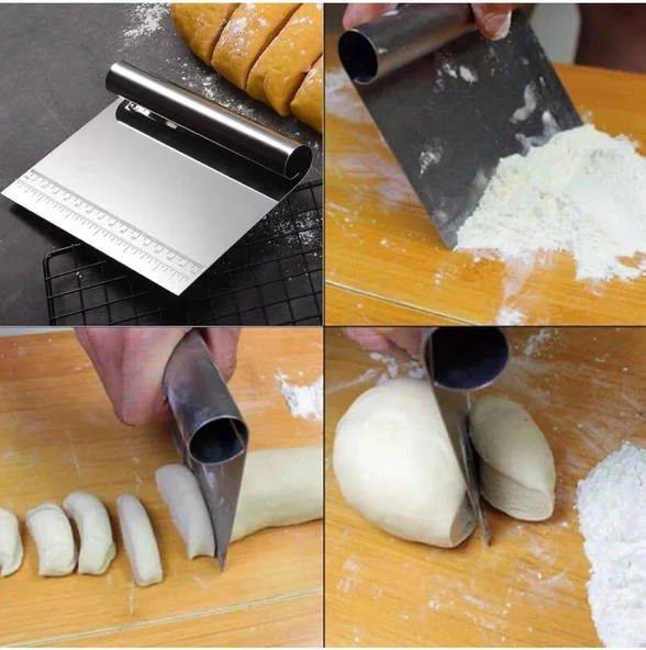 Ölçülü Paslanmaz Lüks Çelik Hamur Kesme Aparatı Çelik Kesici Kazıyıcı Pasta Kek Spatula 15 Cm - 2