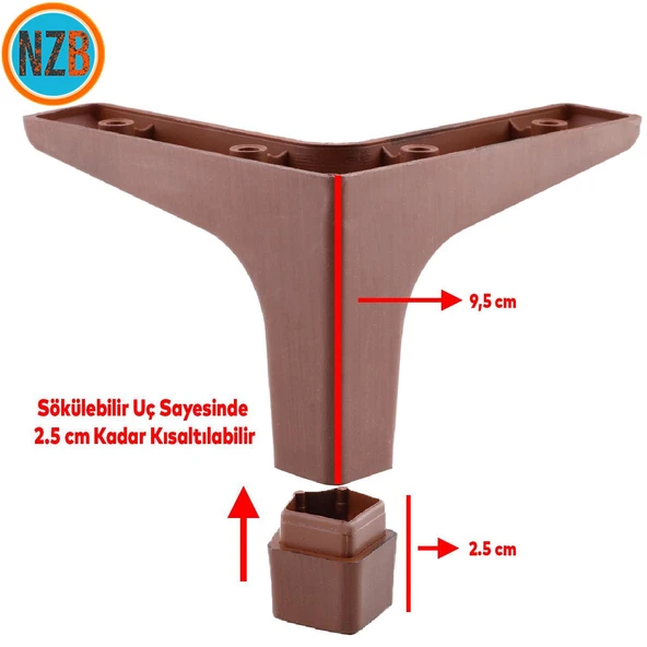 Mobilya Kanepe Çekyat Sehpa TV Ünitesi Koltuk Ayağı 12 cm Ceviz Baza Ayak 4 Adet - 5