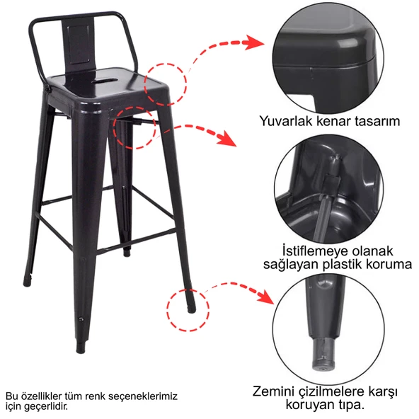 Tolix Sırtlı Metal Bar (2 Adet) - 10
