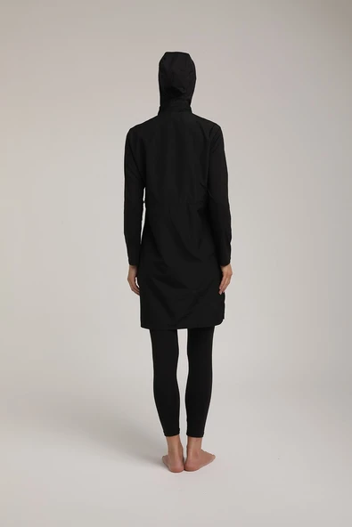 Chelly Kadın Düz Siyah Fermuarlı Tam Kapalı Tesettür Mayo T 5420 - 8