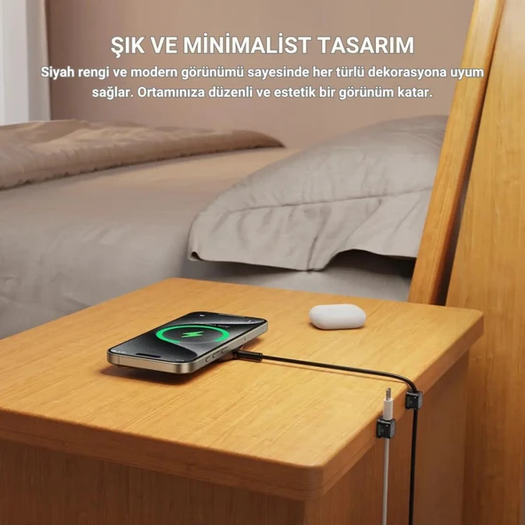 Polham 6 adet Set Yapışkanlı Klips Kapaklı Kablo Düzenleyici Organizer, Ev, Ofis, Kablo Düzenleyici - 4