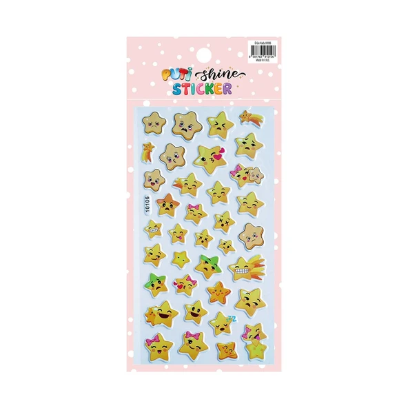 Puti Shine Sticker - Gülen Yüz Yıldızlar (10106)