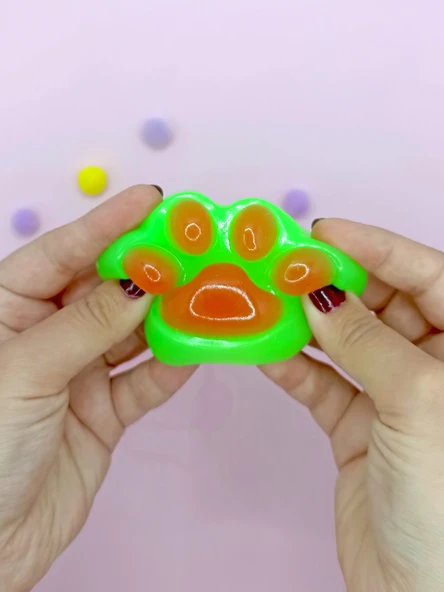 Sevimli Küçük Squishy Kedi Pati Sıkma 7 cm Pati Sukuşi - Yeşil - Resim 3