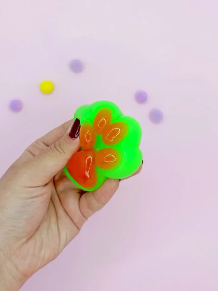 Sevimli Küçük Squishy Kedi Pati Sıkma 7 cm Pati Sukuşi - Yeşil - Resim 2