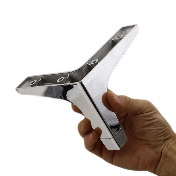 Mobilya Kanepe Sehpa TV Ünitesi Koltuk Ayağı 12 cm Parlak Krom Baza Ayak 4 Adet - Resim 4