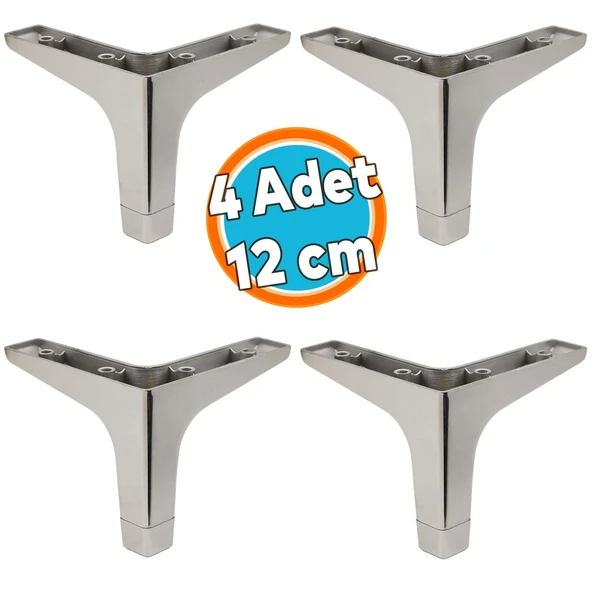 Mobilya Kanepe Sehpa TV Ünitesi Koltuk Ayağı 12 cm Parlak Krom Baza Ayak 4 Adet ürün görseli