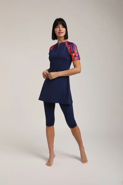 Chelly Kadın Kısa Kollu Yarı Kapalı Tesettür Mayo S 5120 - 5