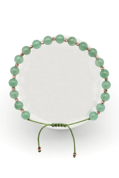 Aventurin Doğal Taş Makrome Örme Bileklik Küre Kesim ürün görseli 1