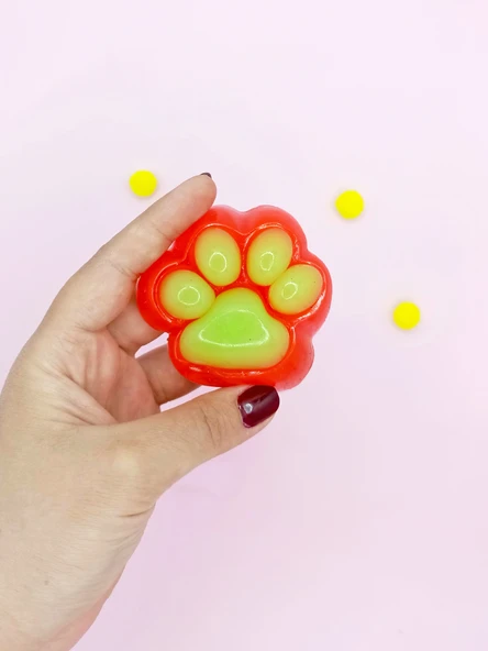 Sevimli Küçük Squishy Kedi Pati Sıkma 7 cm Pati Sukuşi - Kırmızı