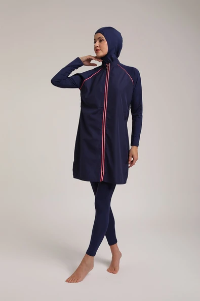 Chelly Kadın Biyeli Tasarım Fermuarlı Tam Kapalı Tesettür Mayo T 5430 - 3