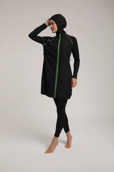 Chelly Kadın Biyeli Tasarım Fermuarlı Tam Kapalı Tesettür Mayo T 5430 - 8