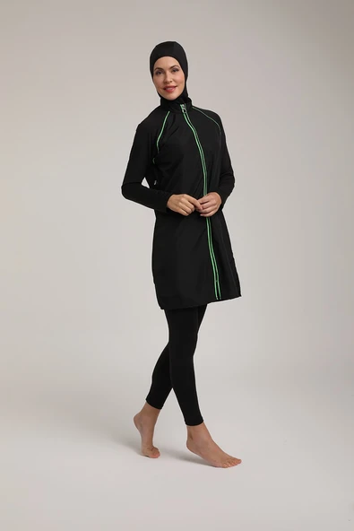 Chelly Kadın Biyeli Tasarım Fermuarlı Tam Kapalı Tesettür Mayo T 5430 - 10