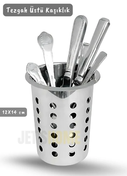 Tezgah Üstü Delikli Kaşıklık Çatallık ve Bıçaklık Ergonomik Paslanmaz Çelik 12X14 cm - 3