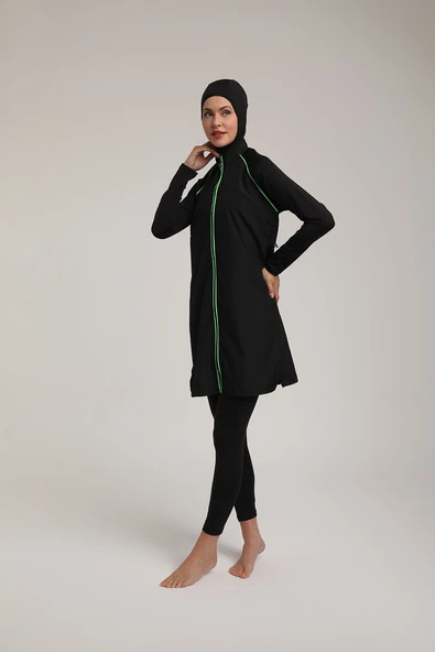 Chelly Kadın Biyeli Tasarım Fermuarlı Tam Kapalı Tesettür Mayo T 5430 - 9