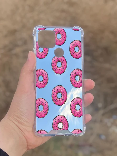 Oppo A15  Uyumlu Aynalı Donut Desenli Darbe Kamera Korumalı Silikon Telefon Kılıfı