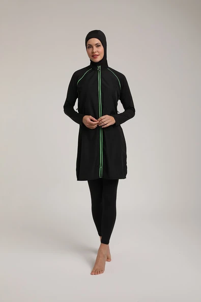 Chelly Kadın Biyeli Tasarım Fermuarlı Tam Kapalı Tesettür Mayo T 5430 - 7