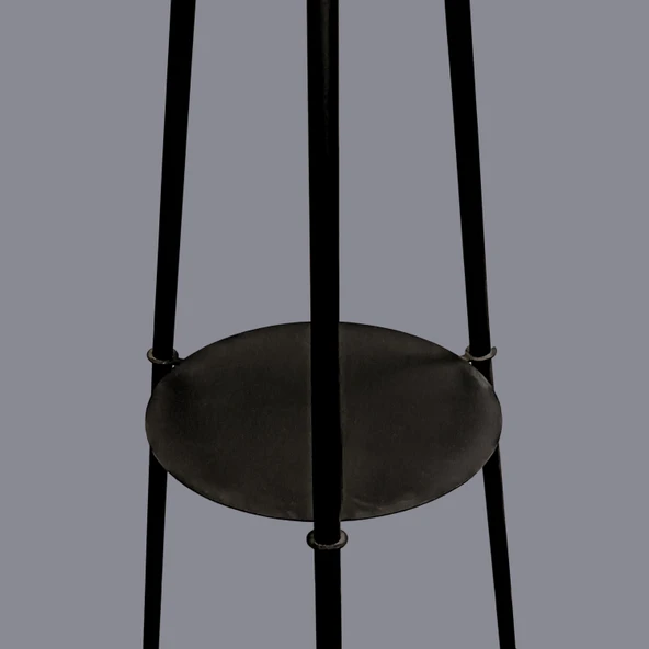 Miral Raflı Siyah Tripod Kafes Lambader - 4