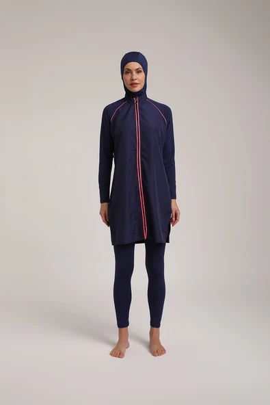 Chelly Kadın Biyeli Tasarım Fermuarlı Tam Kapalı Tesettür Mayo T 5430