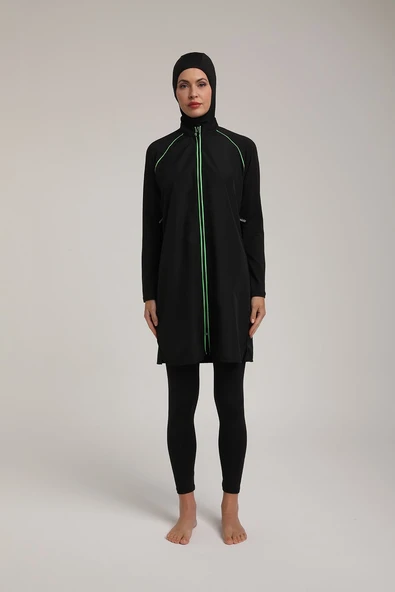 Chelly Kadın Biyeli Tasarım Fermuarlı Tam Kapalı Tesettür Mayo T 5430 - 6