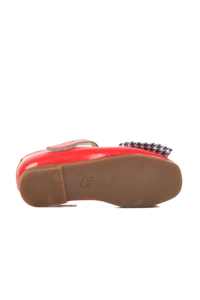 Ayakmod Kırmızı Rugan Kurdeleli Hafif Kız Çocuk Babet 180 B - Resim 5