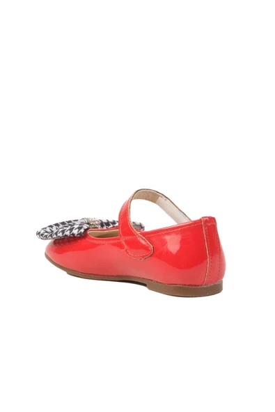 Ayakmod Kırmızı Rugan Kurdeleli Hafif Kız Çocuk Babet 180 B - Resim 4