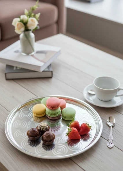 Çelik Yer Sofrası Sini – 29 cm Paslanmaz Çay ve Sunum Tepsisi, Geleneksel Mutfak Ürünü ürün görseli 1