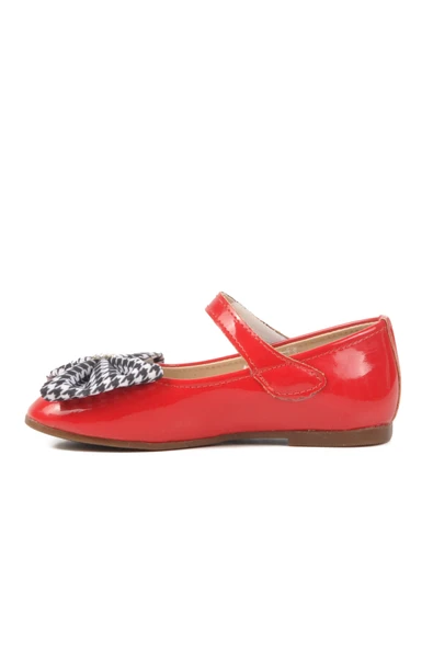 Ayakmod Kırmızı Rugan Kurdeleli Hafif Kız Çocuk Babet 180 B - Resim 2