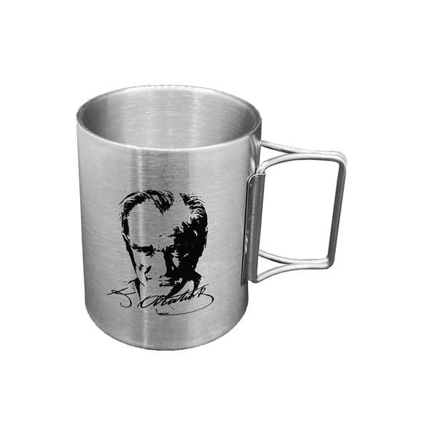 Katlanabilir Saplı Çelik Kupa Bardak - Orcamp - 180 ml - Atatürk (OUT-1800) - Resim 2