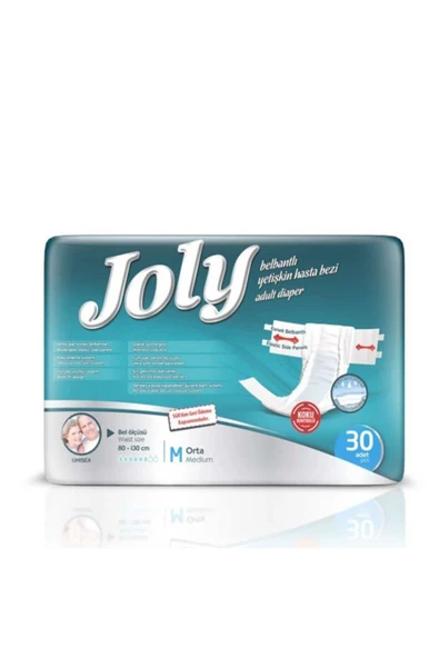 Joly Esnek Bel Bantlı Yetişkin Hasta Bezi Medium 30'lu 8 Paket 240 Adet