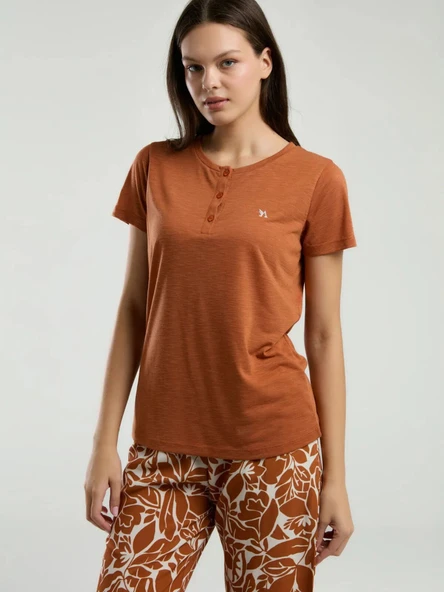 Arnetta Kadın Kehribar Kısa Kol Pijama Takım 3229 - 2