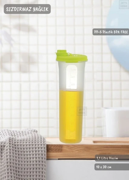 Sızdırmaz Yağdanlık Ölçekli Yağ Şişesi Kilitlemeli Yağlık 1,1 Litre BPA FREE