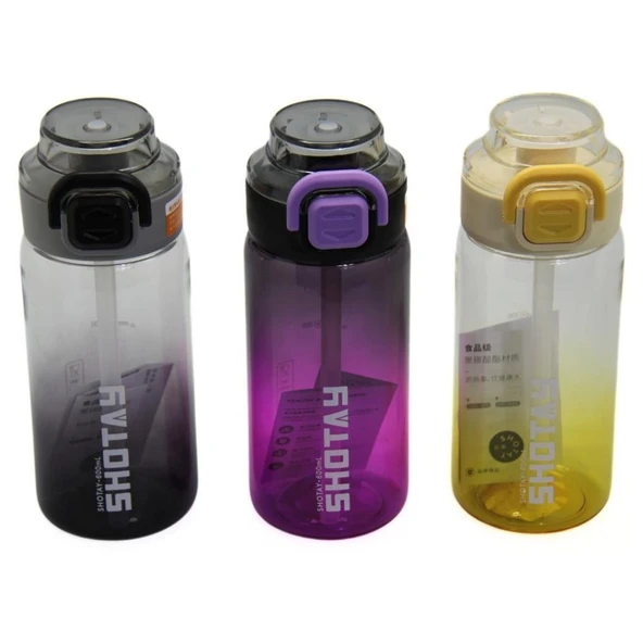 Shotay Su Matarası Straw Gradient Polikarbon Mavi 600Ml - 5