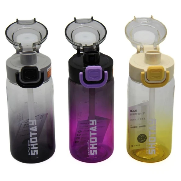 Shotay Su Matarası Straw Gradient Polikarbon Mavi 600Ml - 4