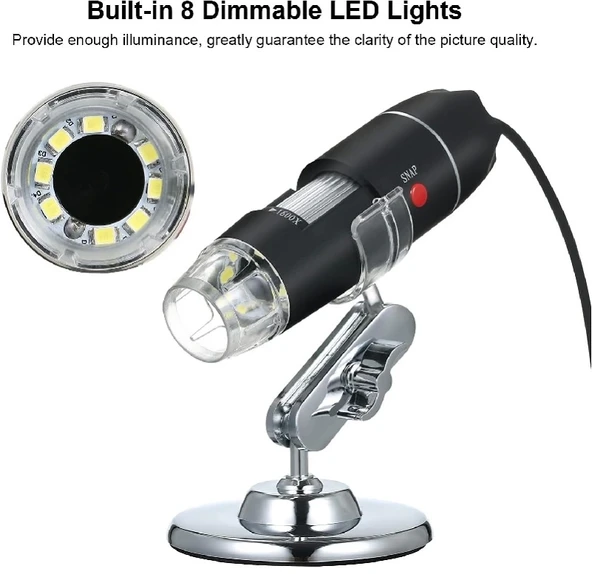 1600x Zoom 2mp Usb Dijital Mikroskop 8 Ledli Kamera - 5