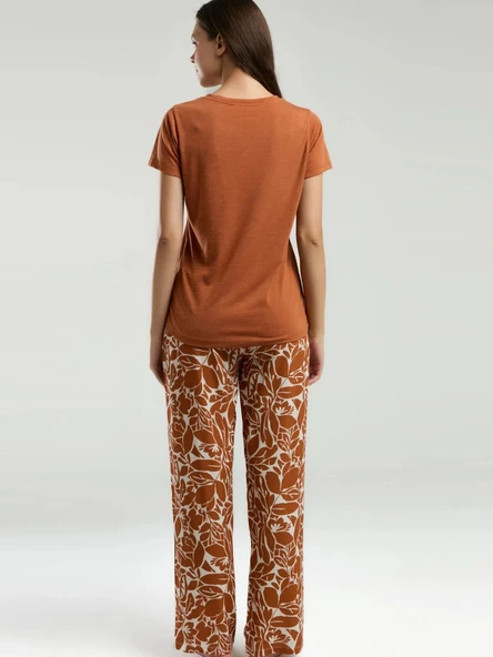 Arnetta Kadın Kehribar Kısa Kol Pijama Takım 3229 - 3