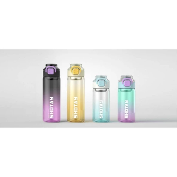 Shotay Su Matarası Straw Gradient Polikarbon Mavi 600Ml - 3