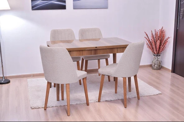 Nehir Milano MDF Lak Panel Açılır Mutfak Masa Takımı 75x130cm - 6