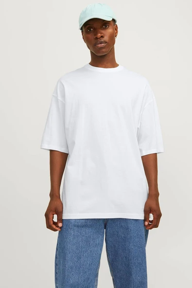JACK JONES Erkek BEYAZ Yuvarlak Yaka Tişört 12259975