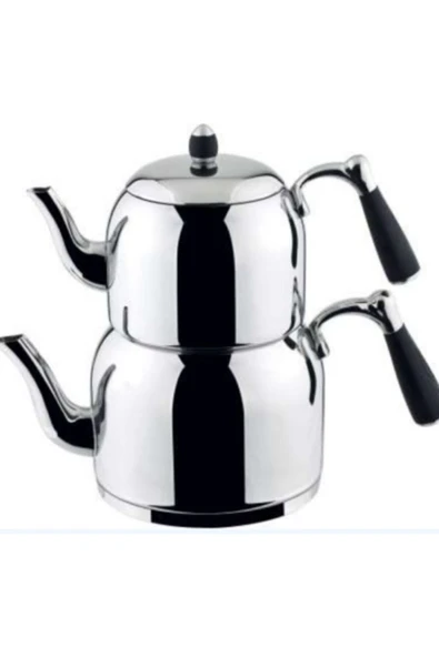 Özkent K-378 Armine Mega Aile Boy 4,9 Litre Çelik Çaydanlık Siyah