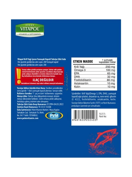 Vitapol Krill Oil 200 Yumuşak Kapsül - Resim 2