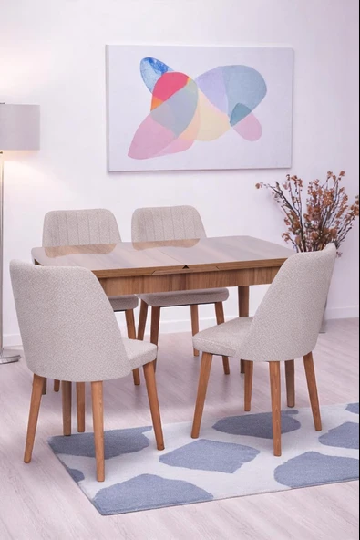 Nehir Milano MDF Lak Panel Açılır Mutfak Masa Takımı 75x130cm - 5
