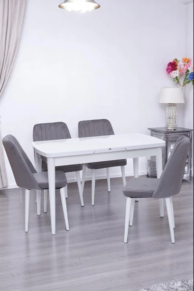 Nehir Milano MDF Lak Panel Açılır Mutfak Masa Takımı 75x130cm