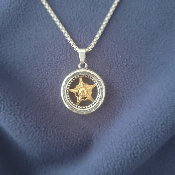 Gotik Roma Yıldızı Uçlu Çelik Kolye ürün görseli