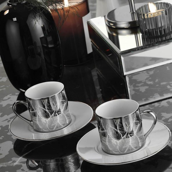 Kütahya Porselen Rüya 2 li Kahve Fincan Takımı Platin Dekor No 11431