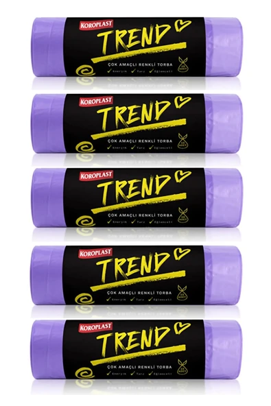 Koroplast Trend Rekli Büzgülü Çöp Torbası 0rta 10 Lu 55 x 60 Cm x 5 Paket