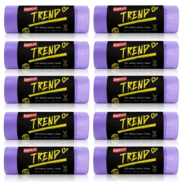 Koroplast Trend Rekli Büzgülü Çöp Torbası 0rta 10 Lu 55 x 60 Cm x 10 Paket