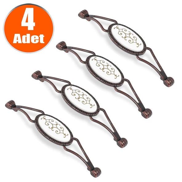 Eskitme Antik Metal (128 mm-12.8 cm) (4 ADET) Mobilya Mutfak Çekmece Dolap Kulpu Kulbu Kulpları